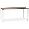 Bureau droit design 'XLINE' en bois finition Noyer et métal blanc