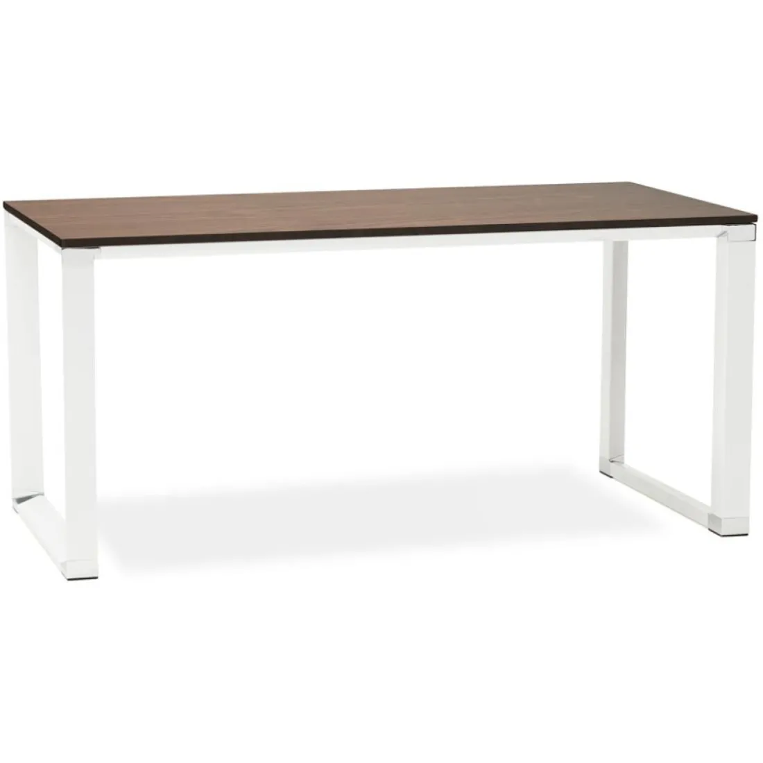 Bureau droit design 'XLINE' en bois finition Noyer et métal blanc