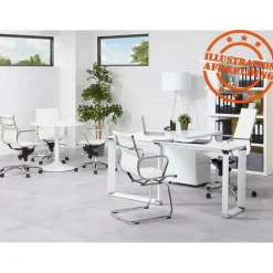 Bureau droit design 'XLINE' en bois finition Noyer et métal blanc