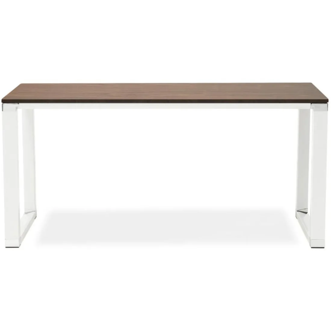 Bureau droit design 'XLINE' en bois finition Noyer et métal blanc
