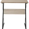 Bureau en métal noir et plateaux en bois marron