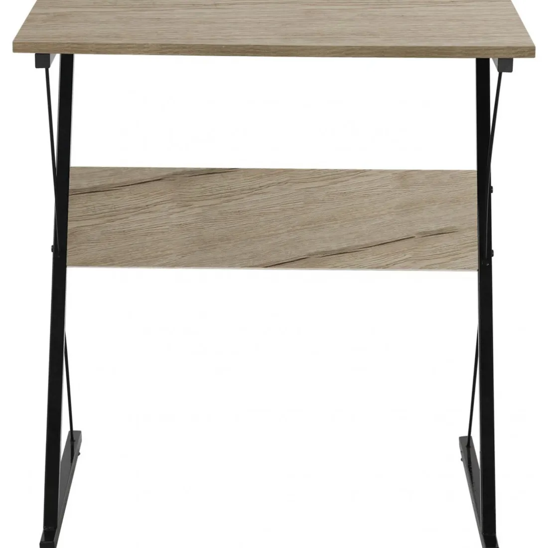 Bureau en métal noir et plateaux en bois