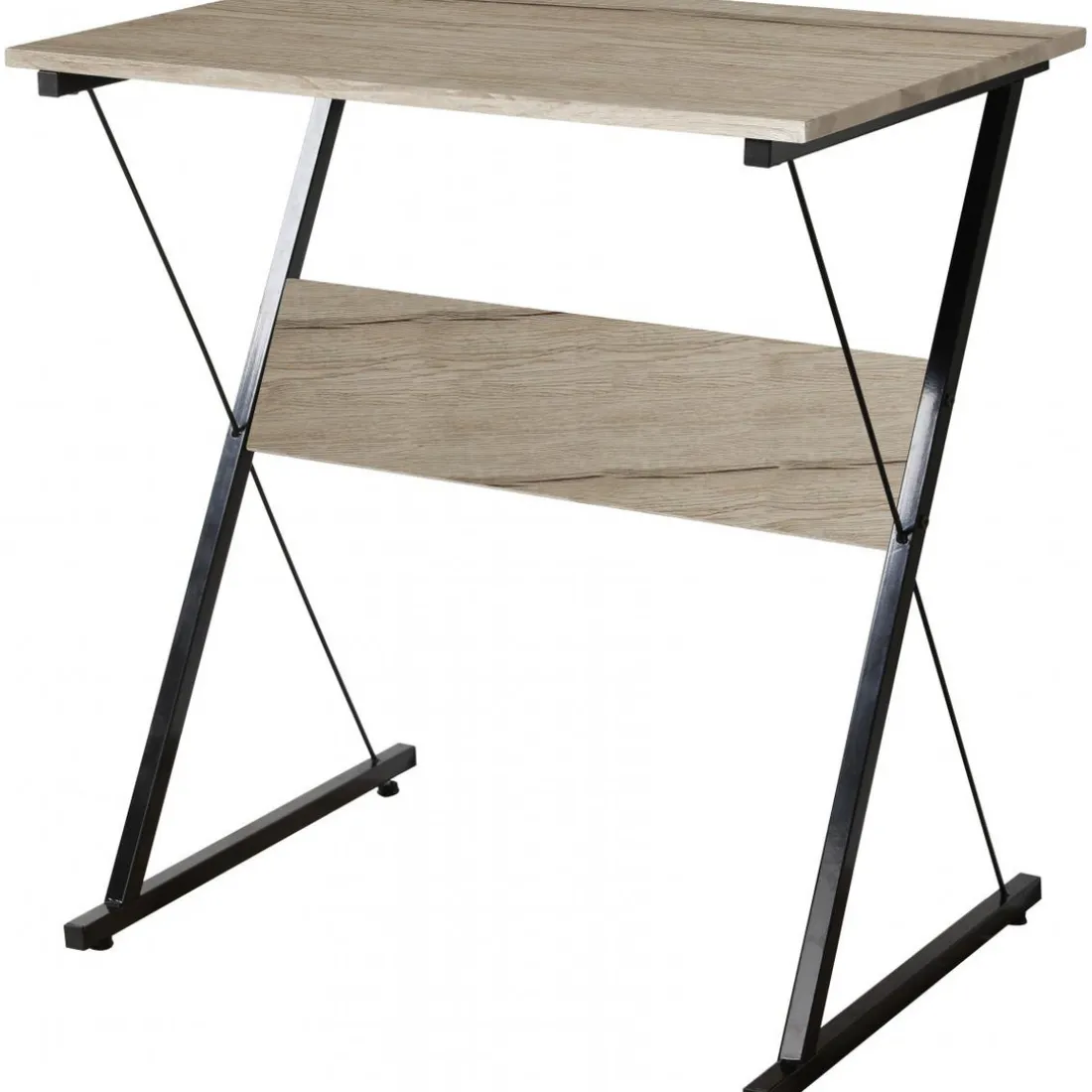 Bureau en métal noir et plateaux en bois