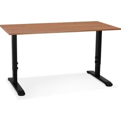 Bureau réglable en hauteur en bois Noyer et métal noir 'OSMOSE'