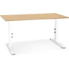 Bureau réglable en hauteur 'OSMOSE' en bois finition naturelle et métal blanc