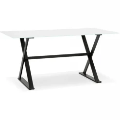 Bureau Verre Blanc Noir HAYLEY