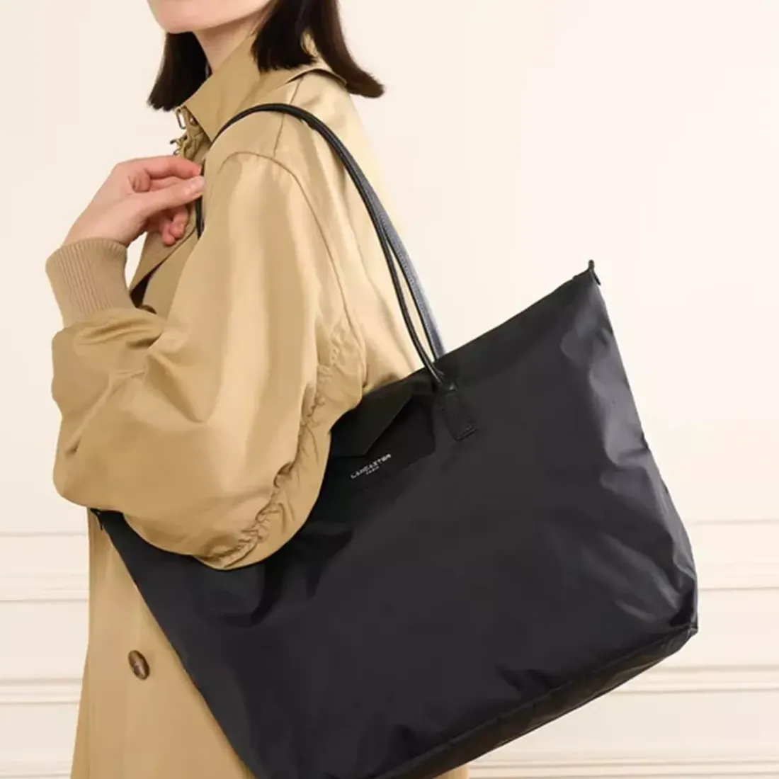 Cabas Epaule Noir Zippé Taille L SMART KBA - Lancaster en tissu