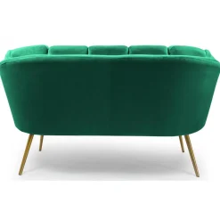 Canapé 2 places arrondi Brenda Velours Vert pieds Or