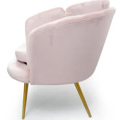 Canapé 2 places arrondi Brenda Velours Rose pieds Or