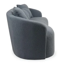 Canapé 3 places au design élégant et incurvé Alex Tissu bouclette Gris