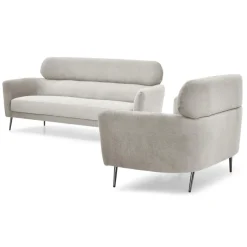 Canapé 3 places moderne avec haut dossier Damigal Tissu doux Beige