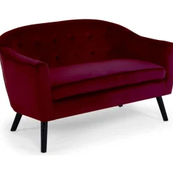 Canapé 2 Places Scandinave Velours Rouge OLAF