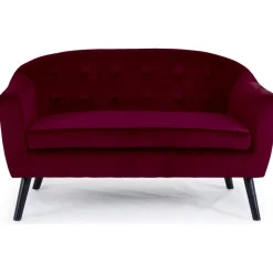 Canapé 2 Places Scandinave Velours Rouge OLAF