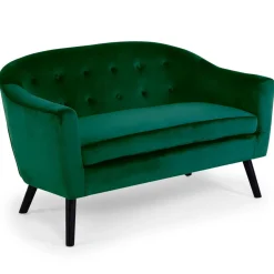 Canapé 2 Places Scandinave Velours Vert OLAF