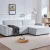 Canapé convertible cic-clac avec angle réversible Pikado Tissu effet lin Gris clair
