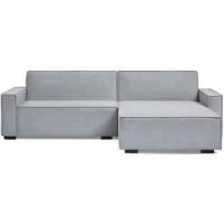Canapé convertible cic-clac avec angle réversible Pikado Tissu effet lin Gris clair
