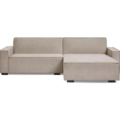 Canapé convertible cic-clac avec angle réversible Pikado Tissu effet lin Taupe clair