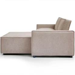 Canapé convertible cic-clac avec angle réversible Pikado Tissu effet lin Taupe clair