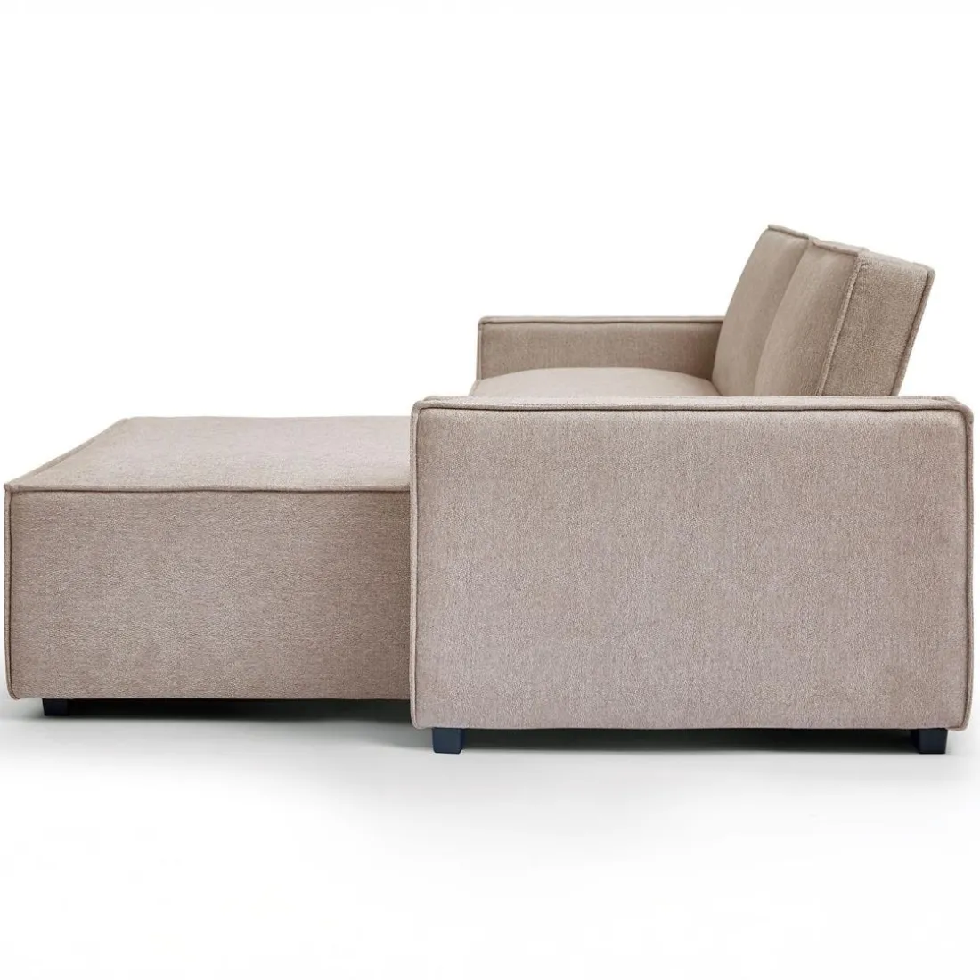 Canapé convertible cic-clac avec angle réversible Pikado Tissu effet lin Taupe clair