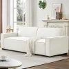 Canapé convertible clic-clac 3 places Pikado Tissu effet lin Crème
