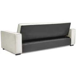 Canapé convertible clic-clac 3 places Pikado Tissu effet lin Crème