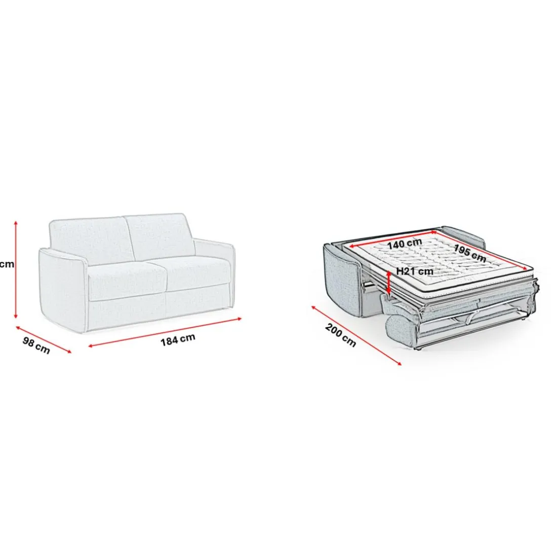 Canapé convertible express Beige 3 places ELISA