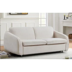 Canapé convertible express Naturali Tissu bouclette Crème