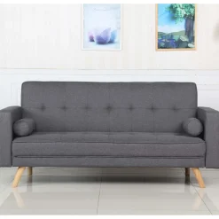 Canapé Convertible Scandinave Tissu Gris Foncé LUCIAN