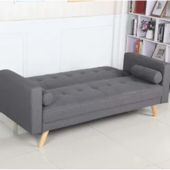 Canapé Convertible Scandinave Tissu Gris Foncé LUCIAN