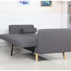 Canapé Convertible Scandinave Tissu Gris Foncé LUCIAN
