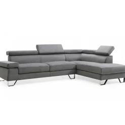 Canapé d'angle avec têtières relevables Velours Gris Foncé