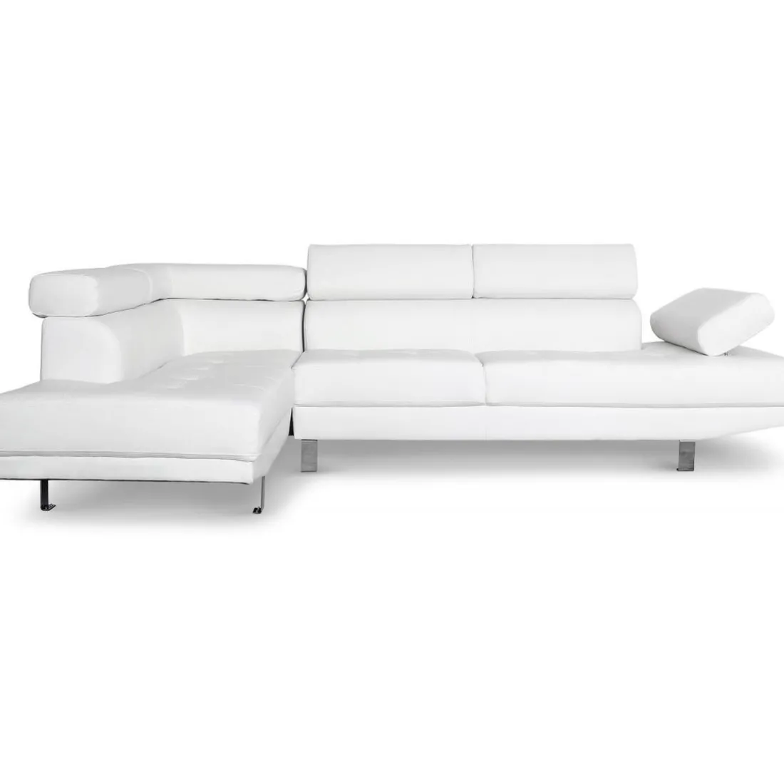 Canapé d'angle blanc avec têtière relevable MADURI