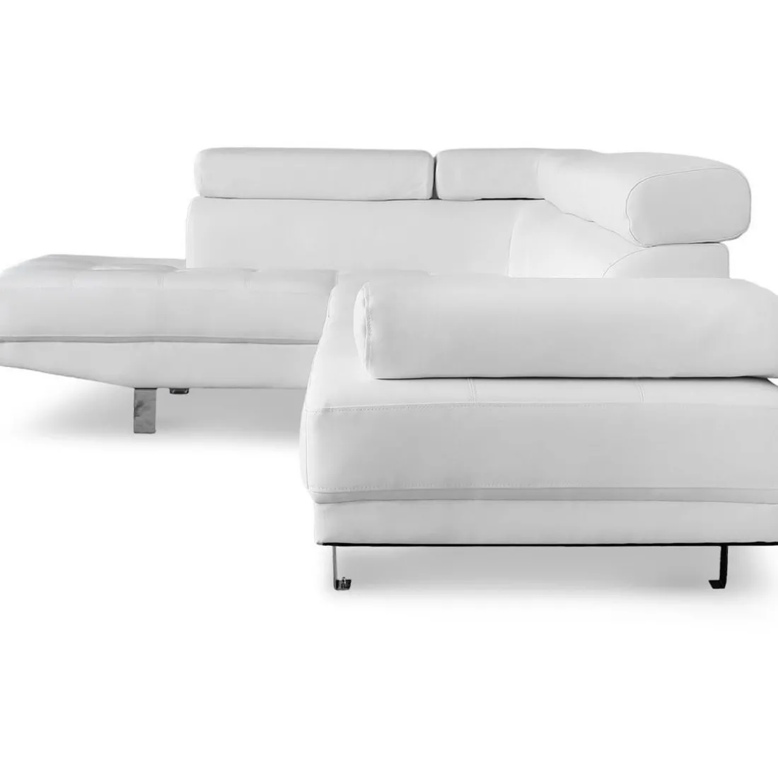 Canapé d'angle blanc avec têtière relevable MADURI