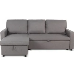 Canapé d'angle convertible BALEARES Tissu Gris clair