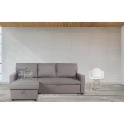 Canapé d'angle convertible BALEARES Tissu Gris clair
