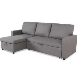 Canapé d'angle convertible BALEARES Tissu Gris clair