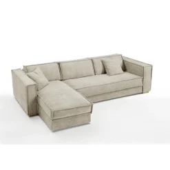 Canapé d'angle reversible Beige convertible express avec méridienne coffre ISABELLA Angle