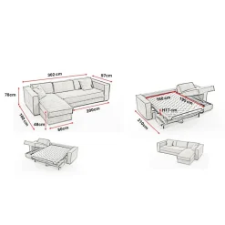 Canapé d'angle reversible Beige convertible express avec méridienne coffre ISABELLA Angle