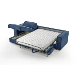 Canapé d'angle reversible Bleu convertible express avec méridienne coffre ISABELLA Angle