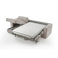 Canapé d'angle reversible Gris Clair convertible express avec méridienne coffre ISABELLA Angle