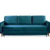 Canapé en Velours Bleu 3 Places Convertible BASICS