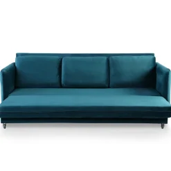 Canapé en Velours Bleu 3 Places Convertible BASICS