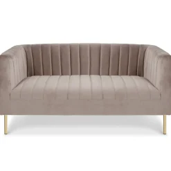 Canapé moderne 2 places à coutures verticales Sacramento Velours Taupe
