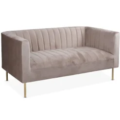 Canapé moderne 2 places à coutures verticales Sacramento Velours Taupe