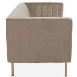 Canapé moderne 2 places à coutures verticales Sacramento Velours Taupe