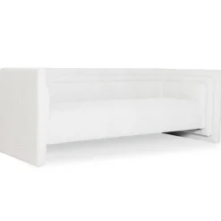 Canapé moderne 3 places style cubique Fredonia Tissu bouclette Crème