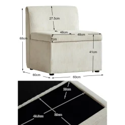 Canapé modulable VARDE design scandinave raffiné en velours côtelé avec mousse