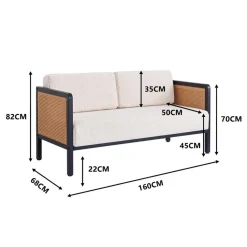 Canape 2/3 Places en Metal Cannage Blanc