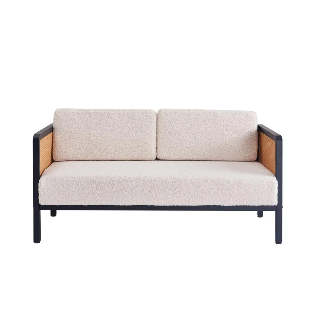 Canape 2/3 Places en Metal Cannage Blanc