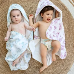 Cape de bain pour bébé Jouy rose